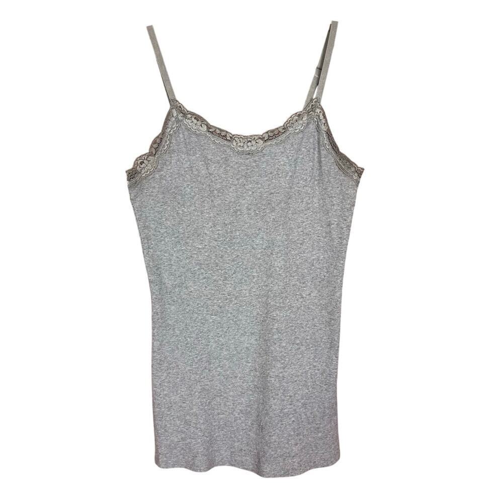 Faded Glory Y2K Lace Trim Tank Top 2000s Gray Womens Size Medium M